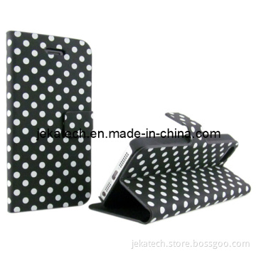 for iPhone 4/4s Polka DOT Leather Flip Stand Case (JK-IPH4-B-04)